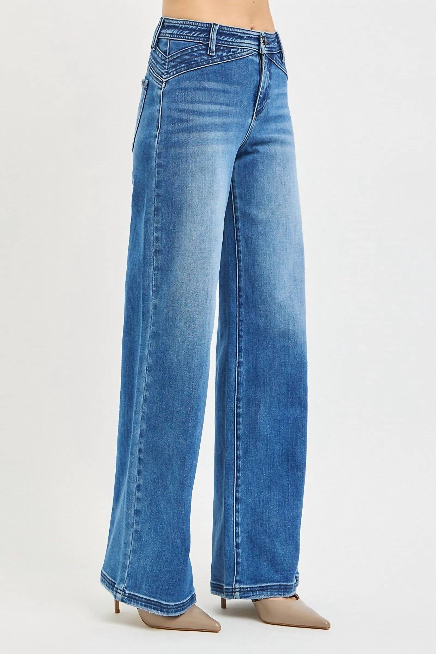 RISEN Hillary Wide Leg Jeans in blue - women's pants - alternate view