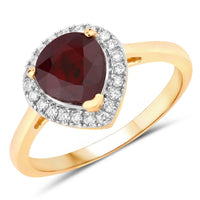 Diana M Jewels Women's Pear Natural Ruby Fashion Ring (2.19 Ct) - Classic Plus in 14k yellow gold - women's jewelry