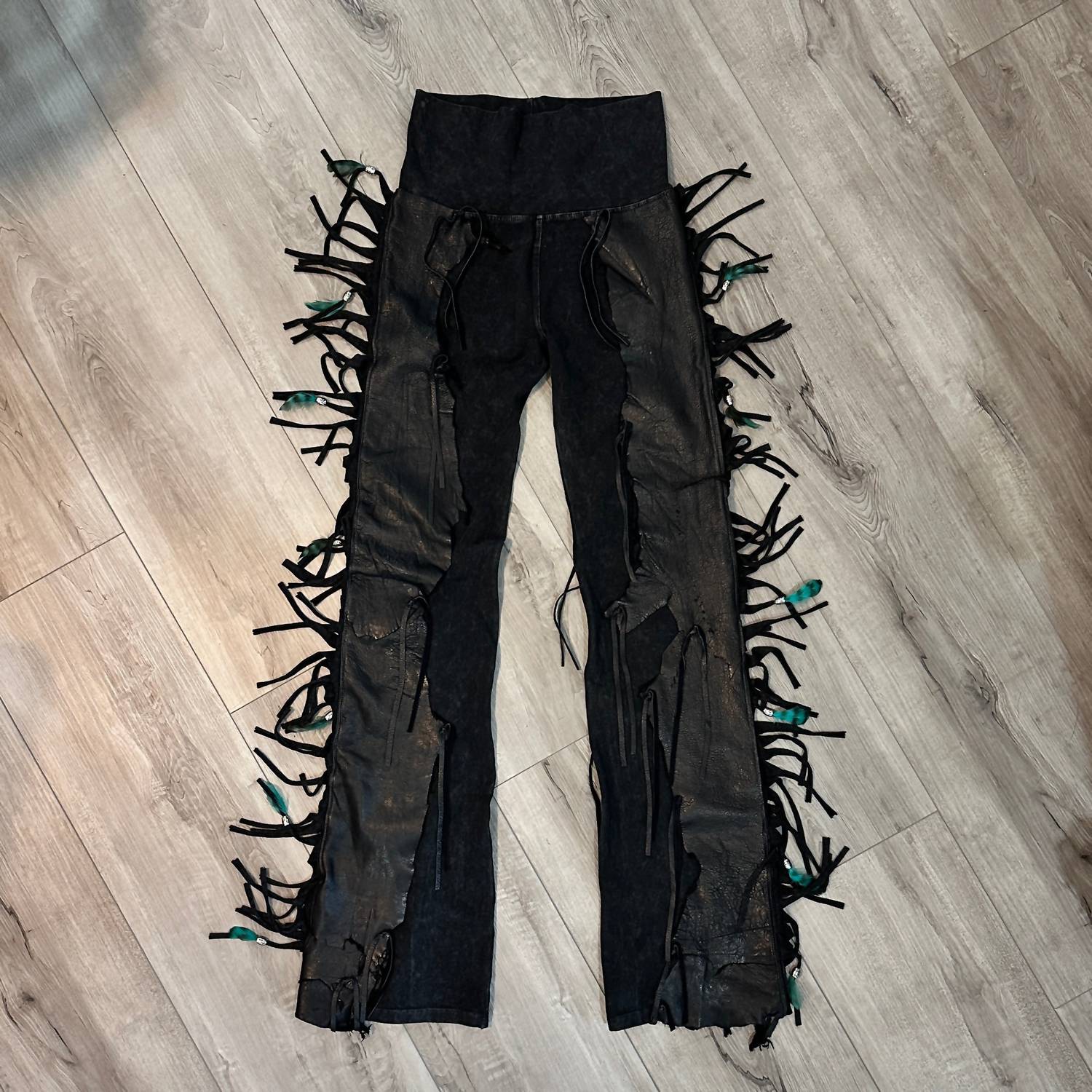 Pat Dahnke - Women's Chap Full Fringe & Feathers Ragged Leather Pants