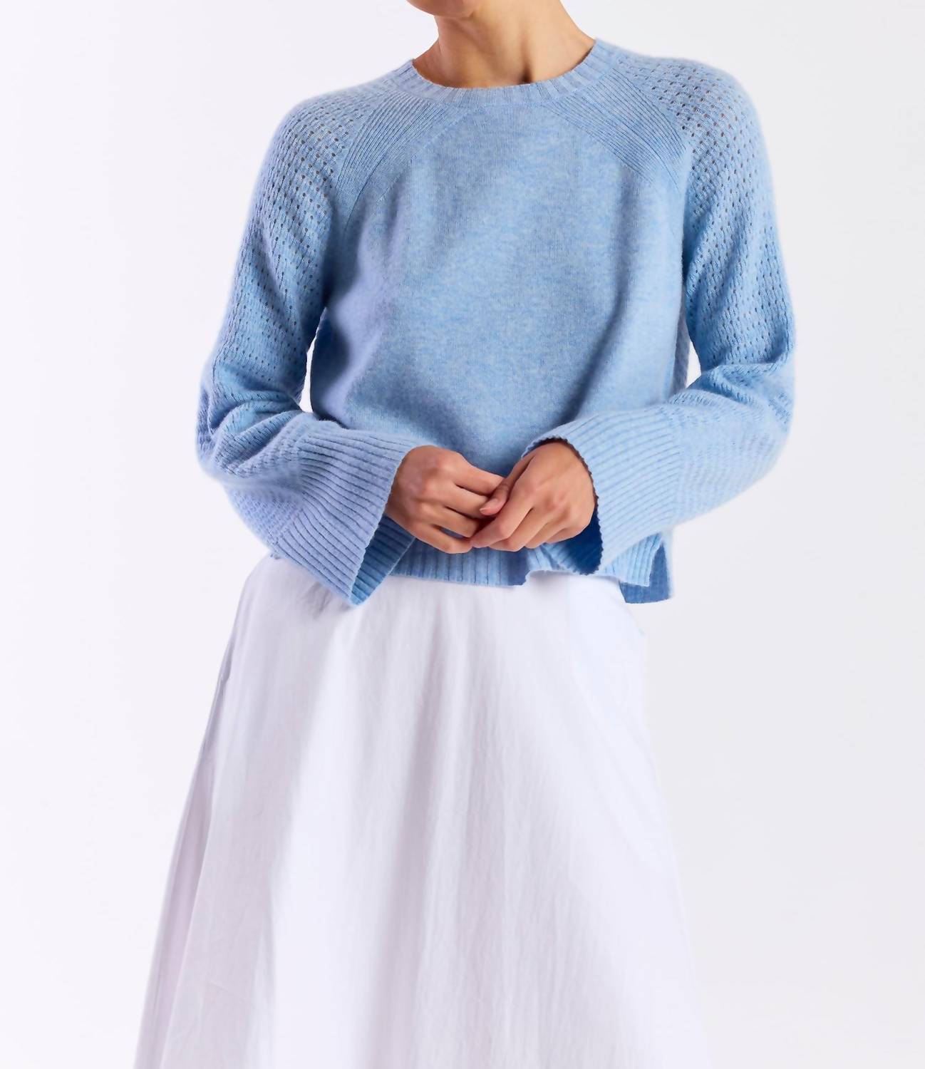 Brodie Cashmere - Natalie Pointelle Crewneck Top
