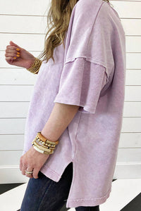 Kentce Fashion - Solid Drop Sleeve Washed Tee