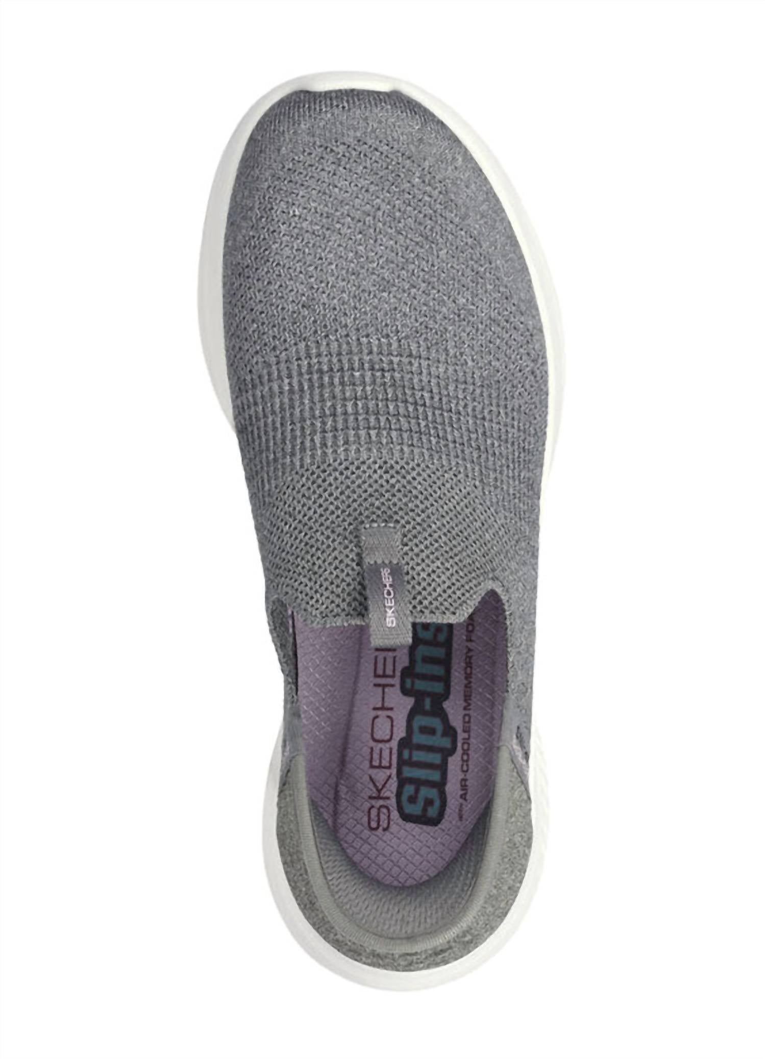 Skechers Women's Ultra Flex 3.0 Smooth Step Shoes in gray - women's sneaker - detail view