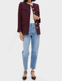 Pomander Place Button Down Long Sleeve Jacket in red - women's jacket - alternate view