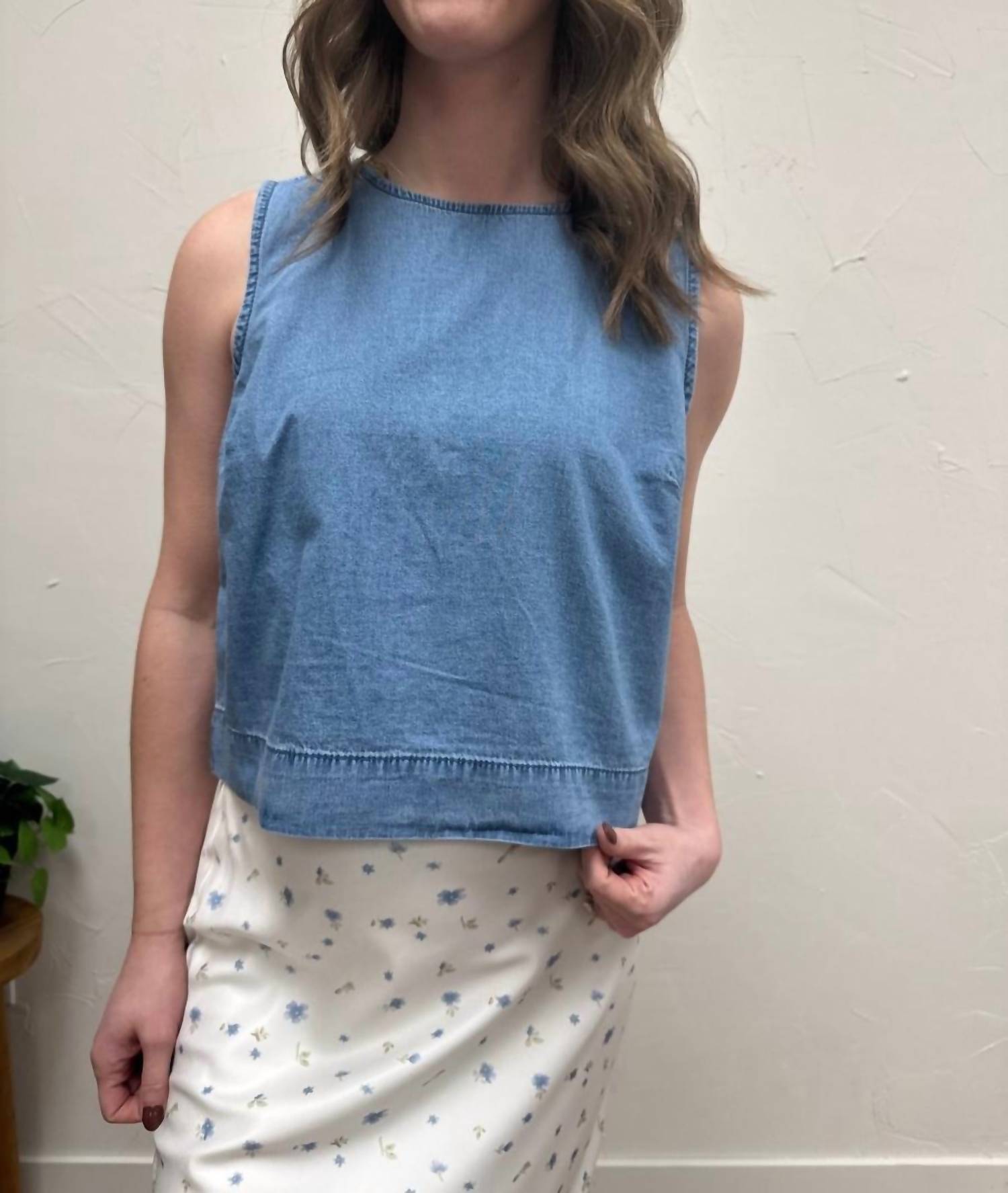 WISHLIST Denim Tank Top in blue - women's tank top