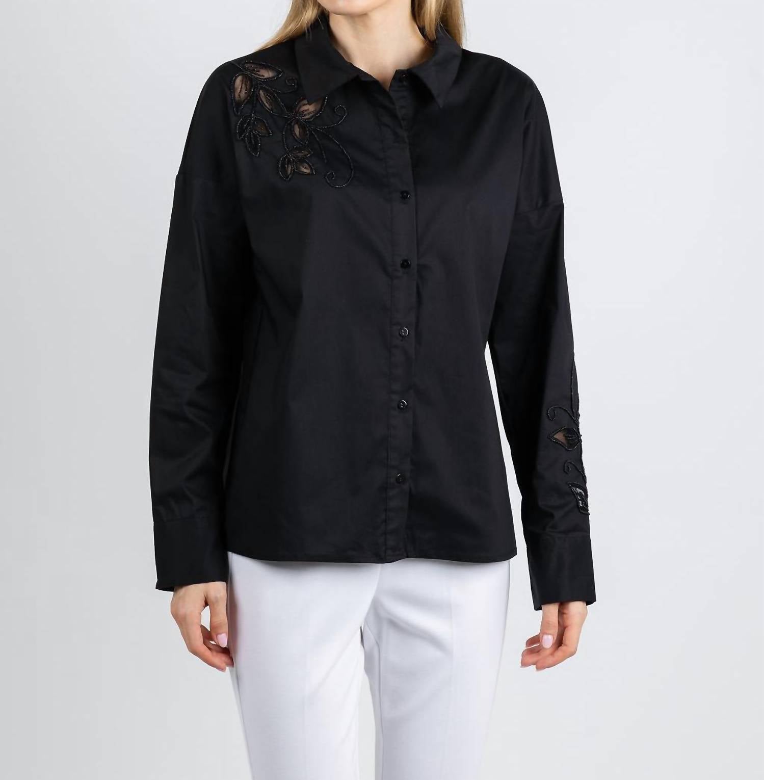Leo & Ugo - Beaded Flower Button Down Shirt