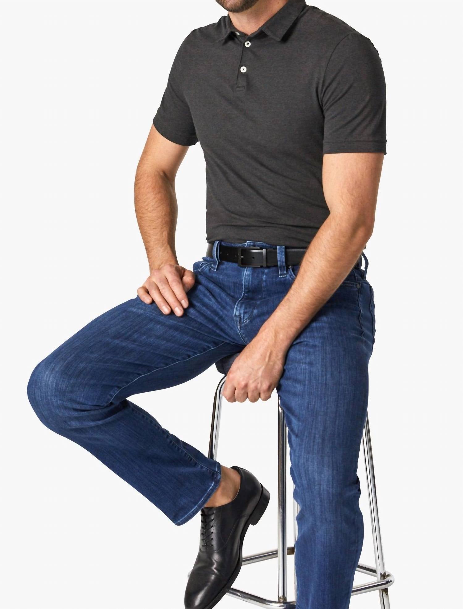 34 Heritage Courage Straight Leg Jeans in mid urban - men's jeans - detail view