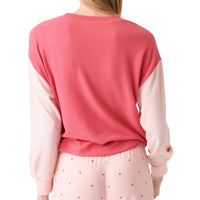 Z Supply Women's Color Block Long Sleeve Top in pink cherry - women's long sleeve top - alternate view