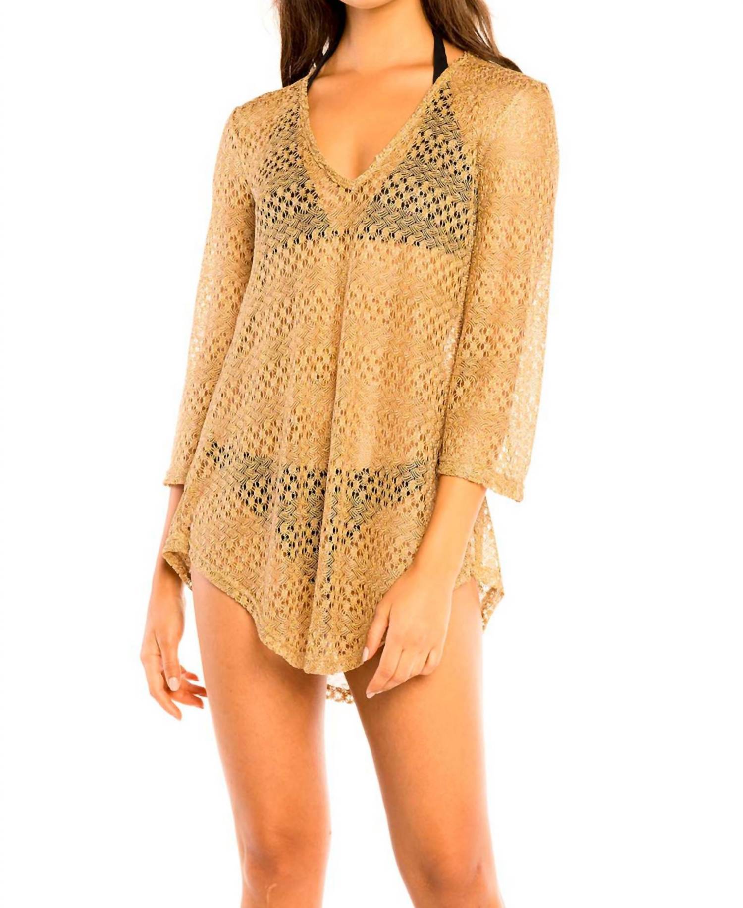 Jordan Taylor - Women's Metallic Bell Sleeve Tunic Cover Up