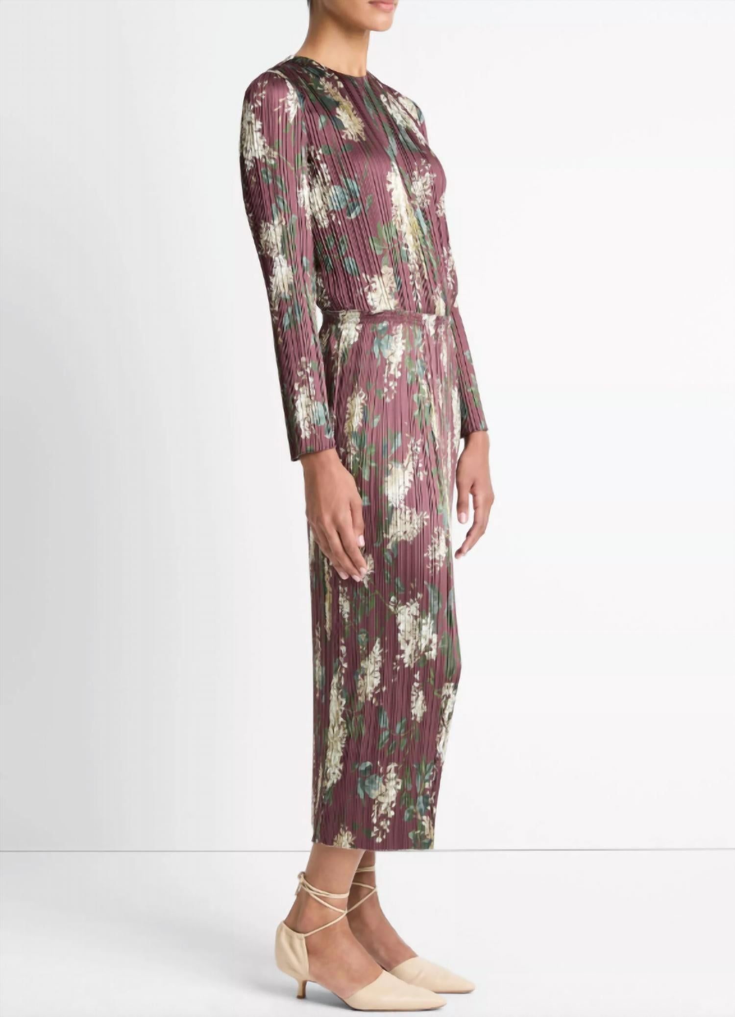 Vince Micro Pleated Skirt in lilac print - women's skirt - alternate view