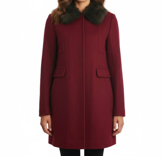 Eliza J - Faux Fur Trim Wool Blend Coat