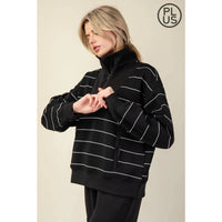 Rae Mode - Modal Scuba Stripe Quarter Zip Top - Plus