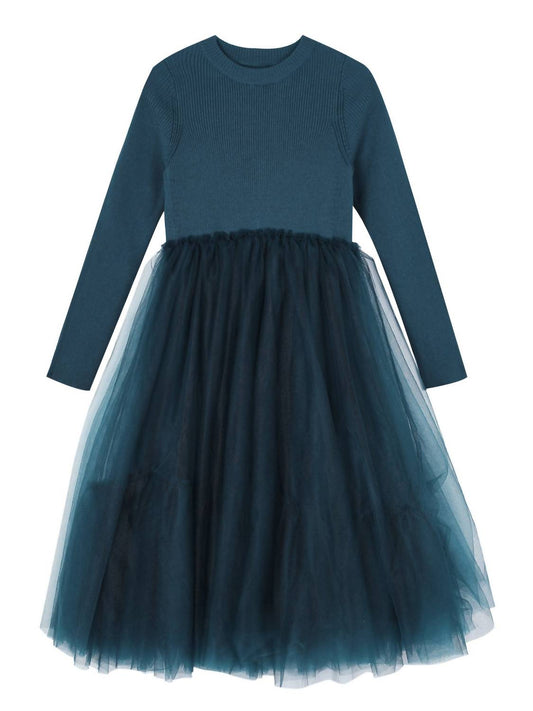 Girl's Ribbed Sweater and Tulle Dress