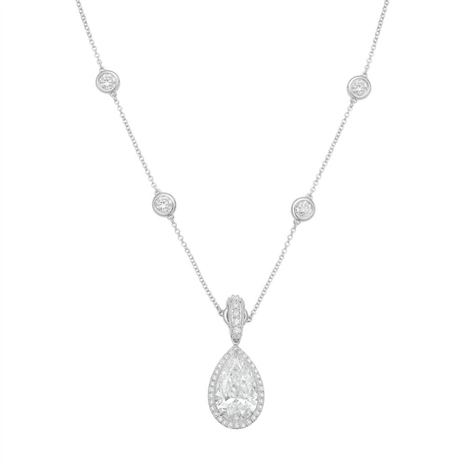 Diana M Jewels - Women's Pear & Round Lab-Grown Diamond Pendant Necklace (5.00 Ct) - Statement