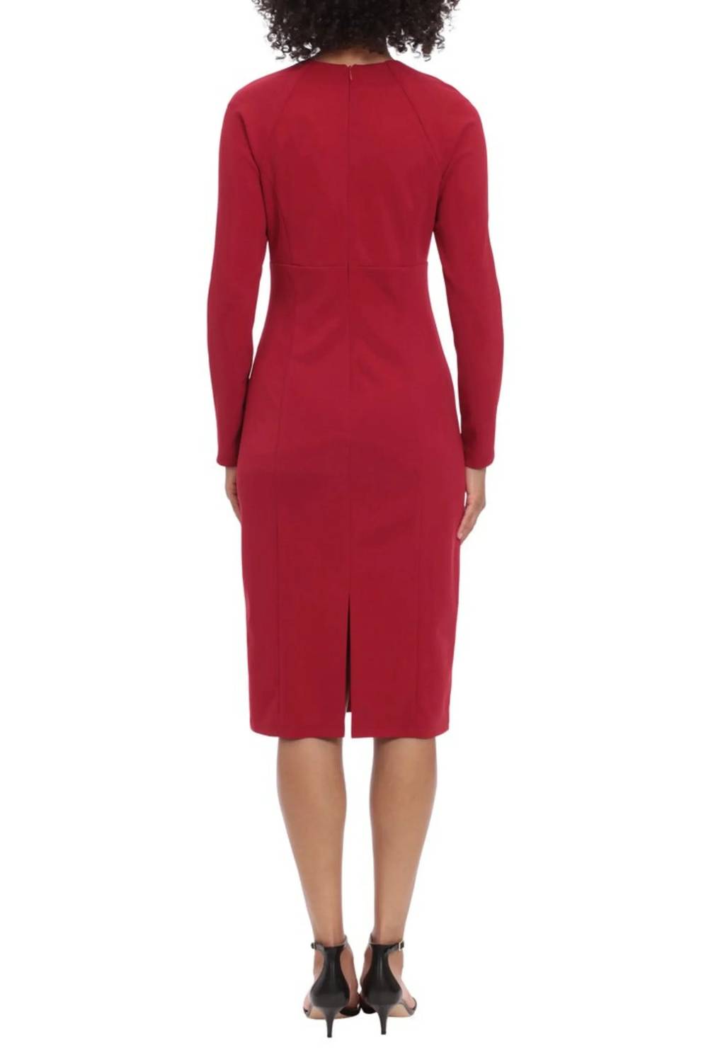 Maggy London - Sweetheart Neckline Midi Sheath Cocktail Dress