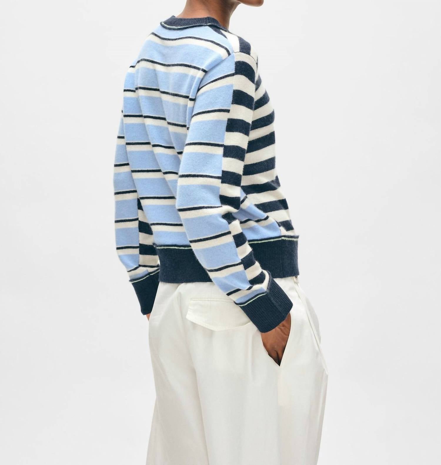 White + Warren - Cashmere Mixed Stripe Crewneck Top