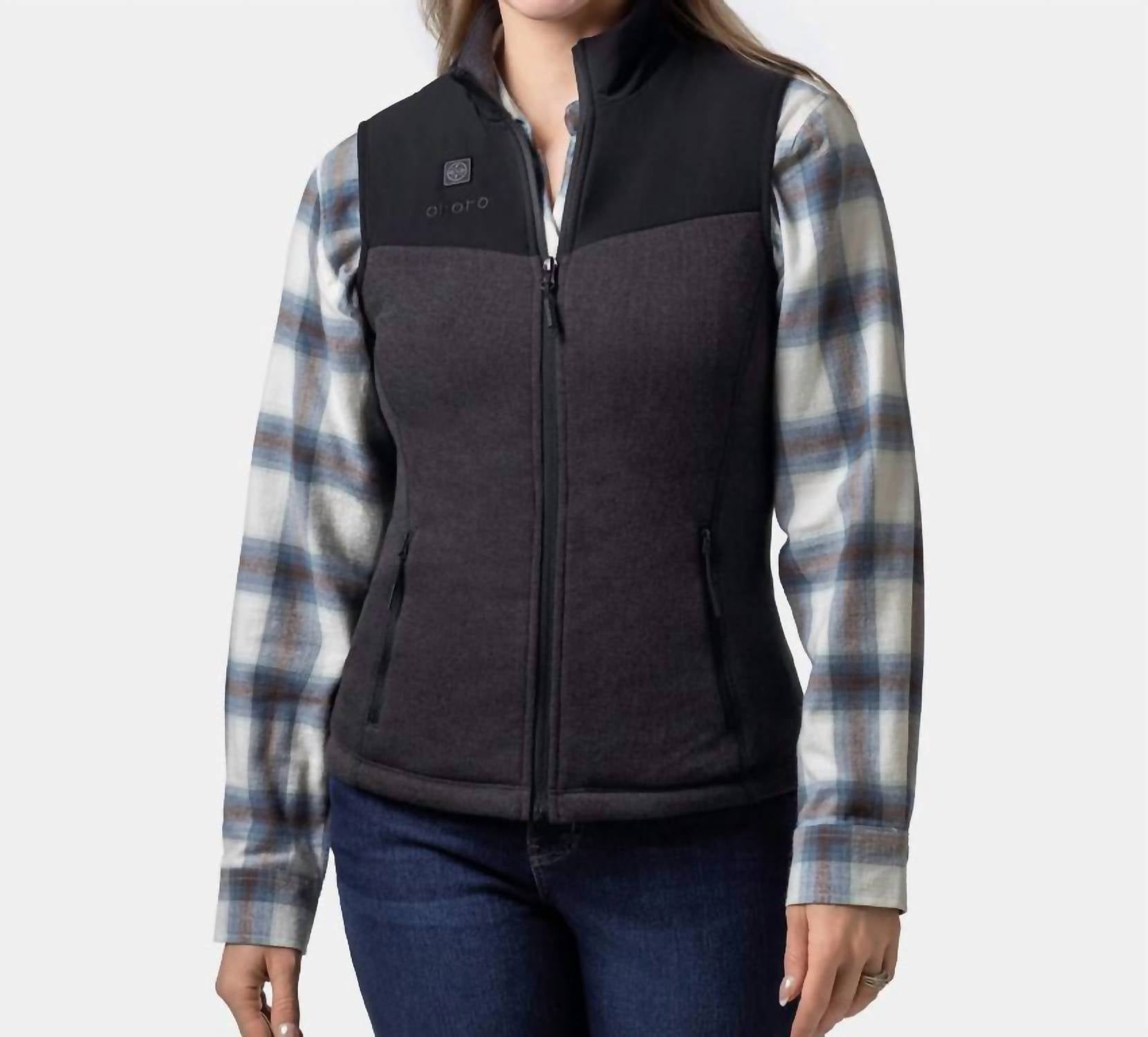 Ororo Augusta Heated Sweater Fleece Vest in dark heather gray - women's jacket