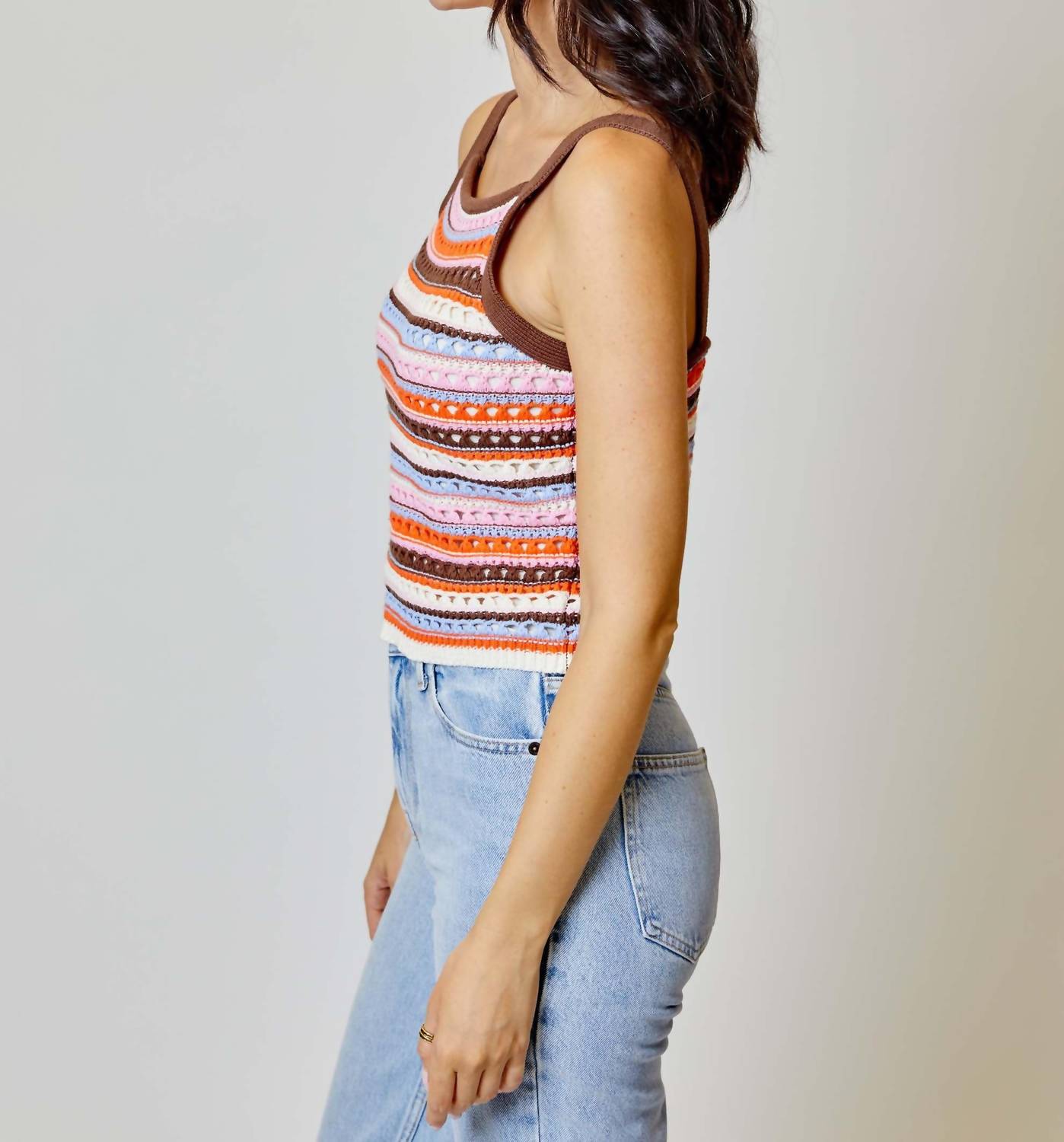 dh NEW YORK Kimmy Top in clove combo - women's tank top - detail view
