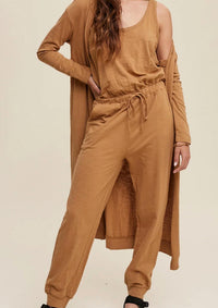 Listicle - Jumpsuit And Long Cardigan Set
