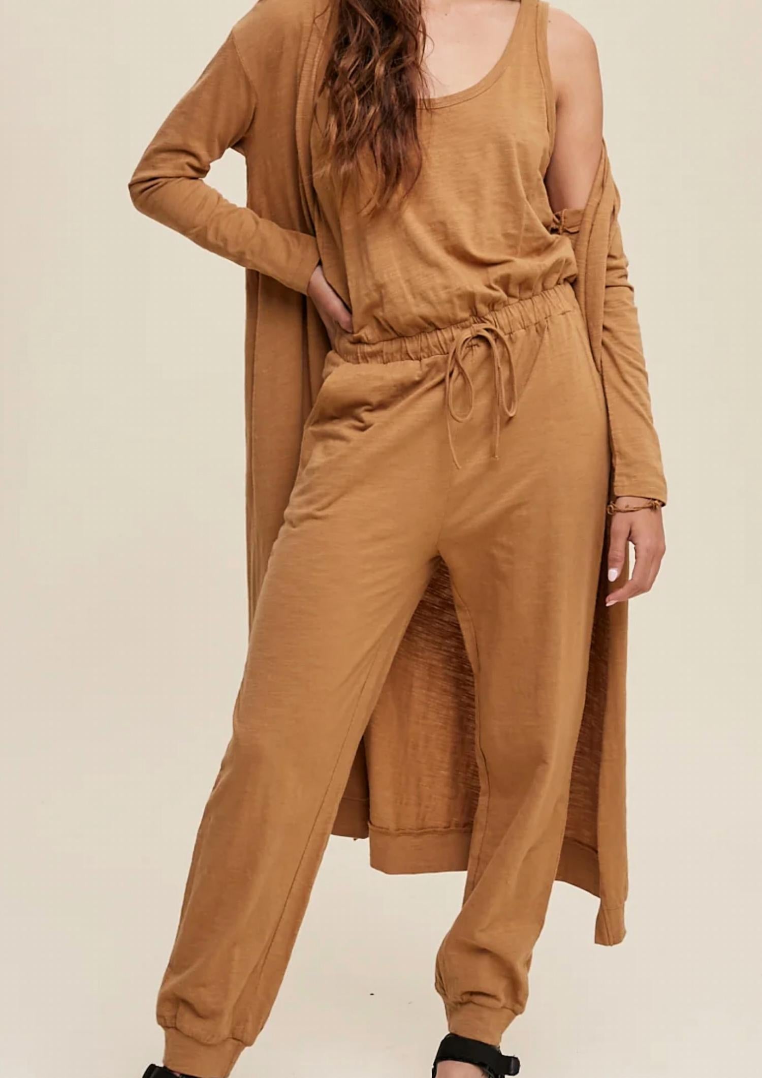 Listicle - Jumpsuit And Long Cardigan Set