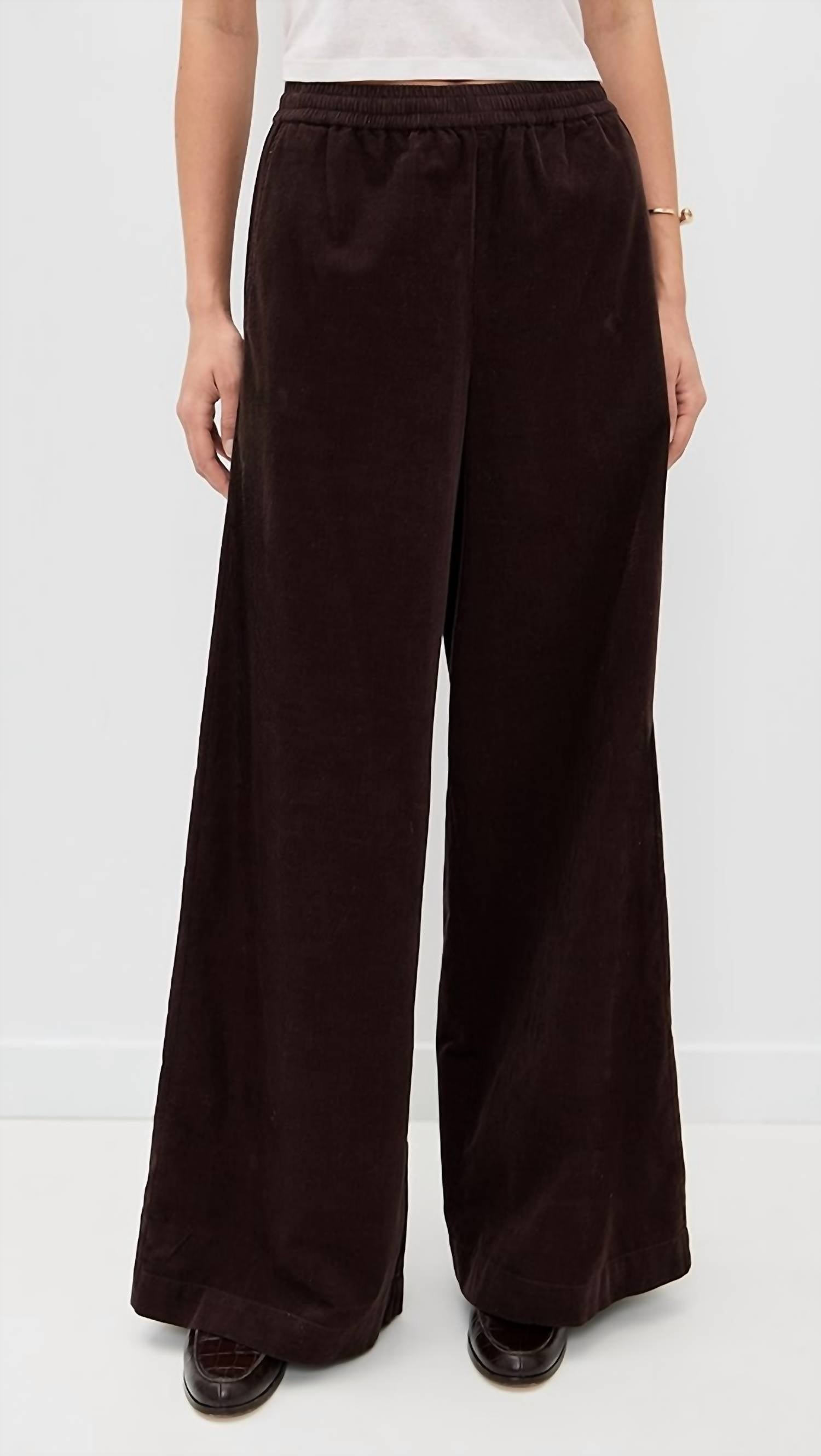 Atm - Corduroy Wide Leg Pull On Pant