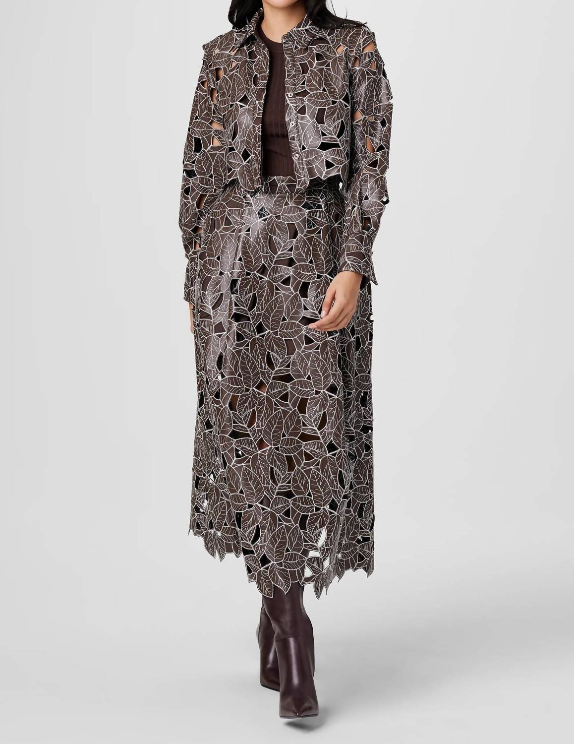 Toccin - Stacy Lace Vegan Leather Skirt