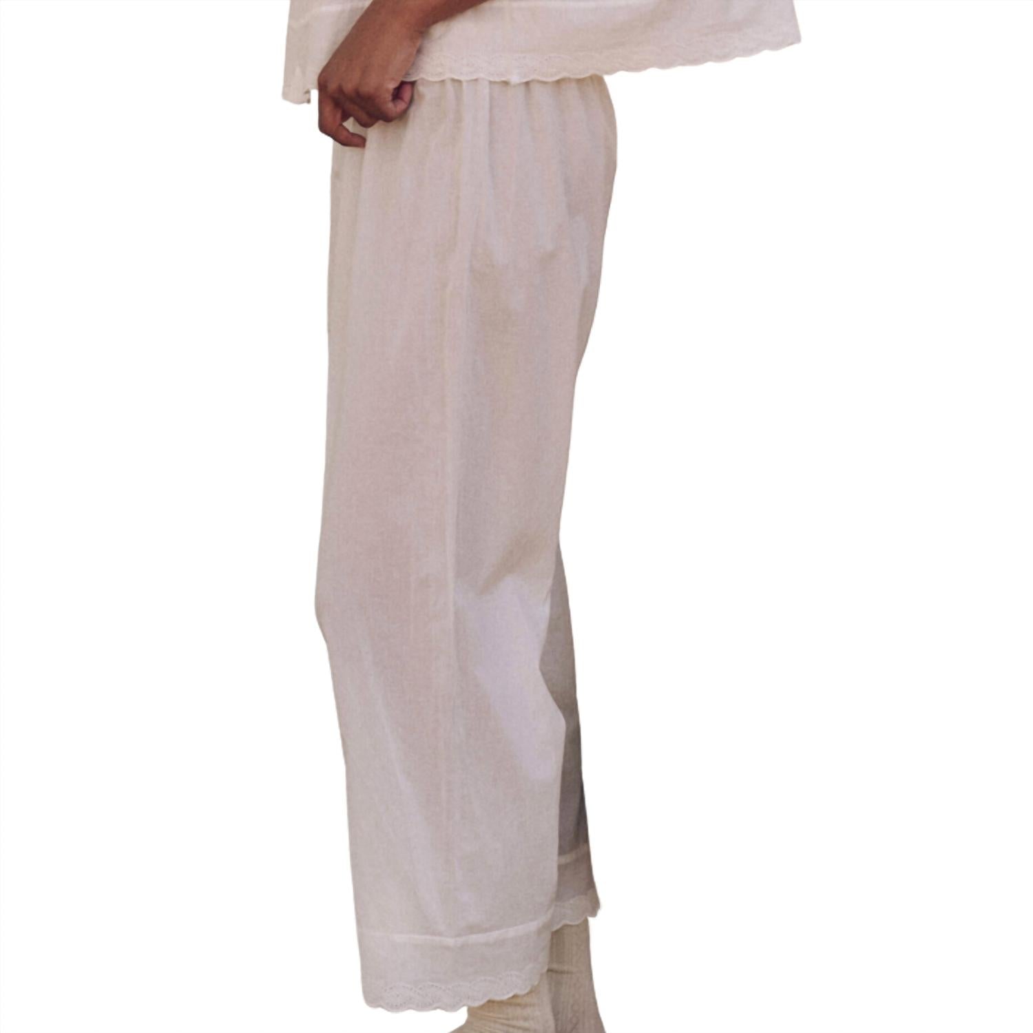THE GREAT. Women's The Eyelet Easy Sleep Pant in true white - women's pants - alternate view