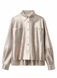 Lafayette 148 - Metallic Suede Oversized Boyfriend Shirt