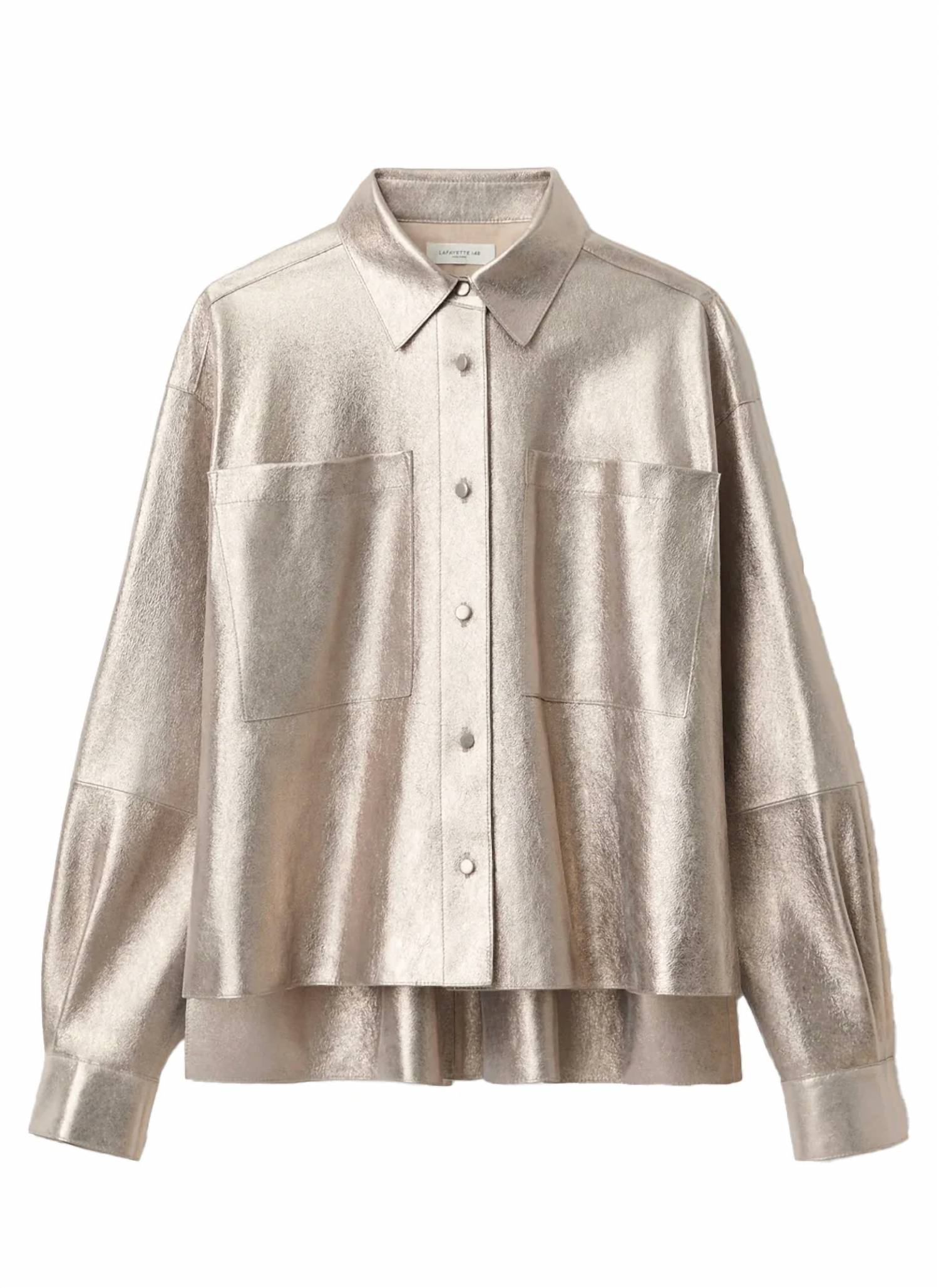 Lafayette 148 - Metallic Suede Oversized Boyfriend Shirt