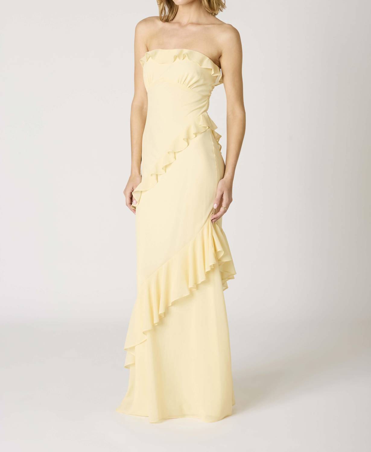Cotton Candy La - Strapless Ruffle Tiered Maxi Dress