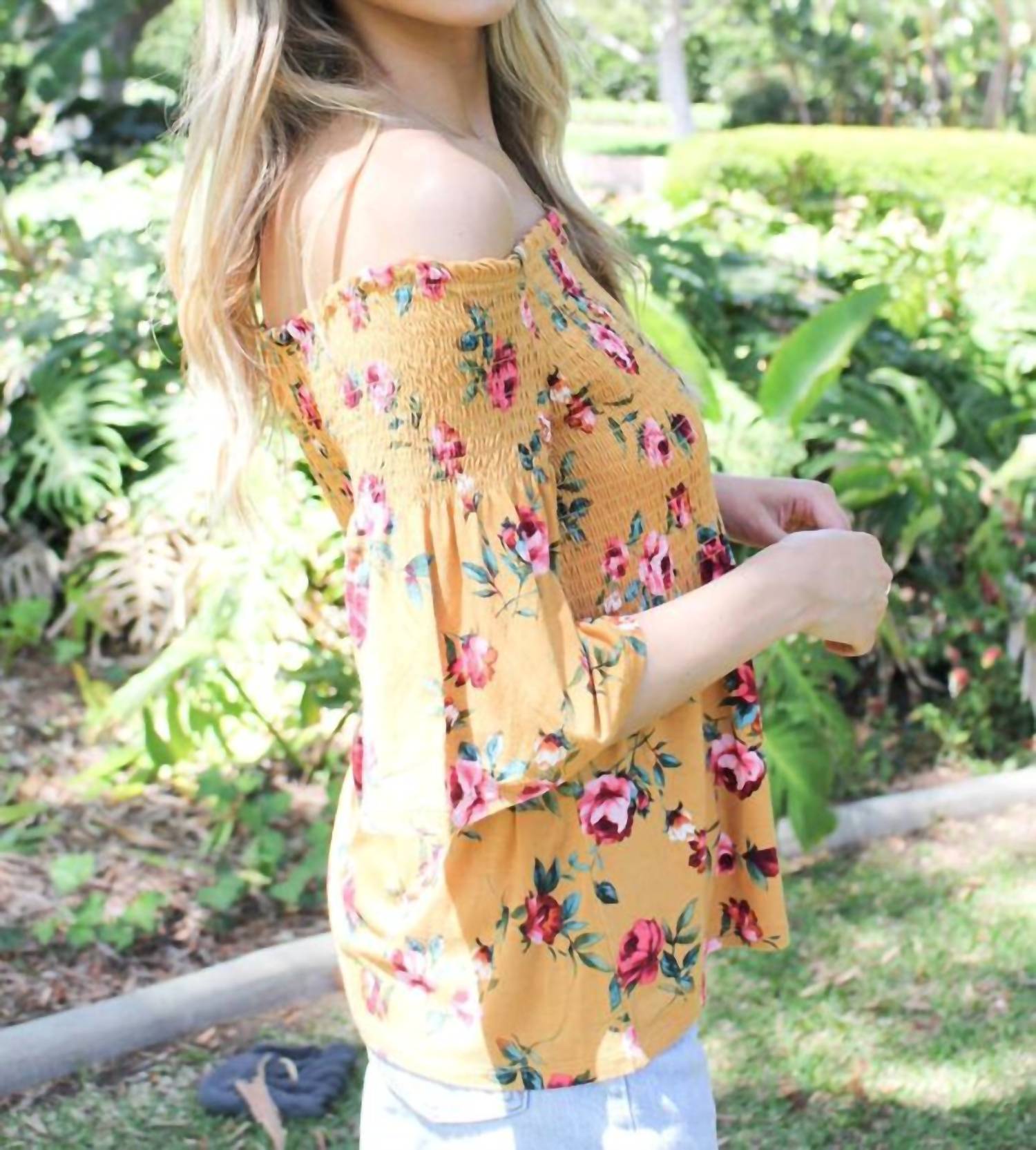 Ricki'S - Off Shoulder Shirred Floral Top