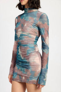 Emory Park What A Trip Tie Dye Mesh Mini Dress in blue - women's dress - view 4