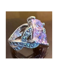 P & K Jewelry Women's Sterling Marcasite 4 Stone Pink Ring in pink silver - women's jewelry