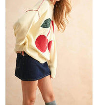 Miou Muse - Cherry Patch Front Sweater Top
