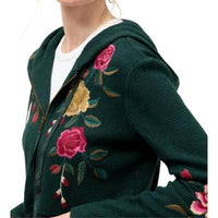 Johnny Was ROSILIA PEPLUM METALLIC THERMAL HOODIE in metallic emerald - women's top - alternate view