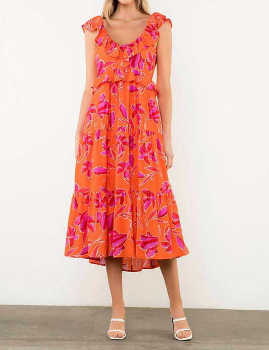 Thml - Flutter Sleeve Flower Print Midi Dress