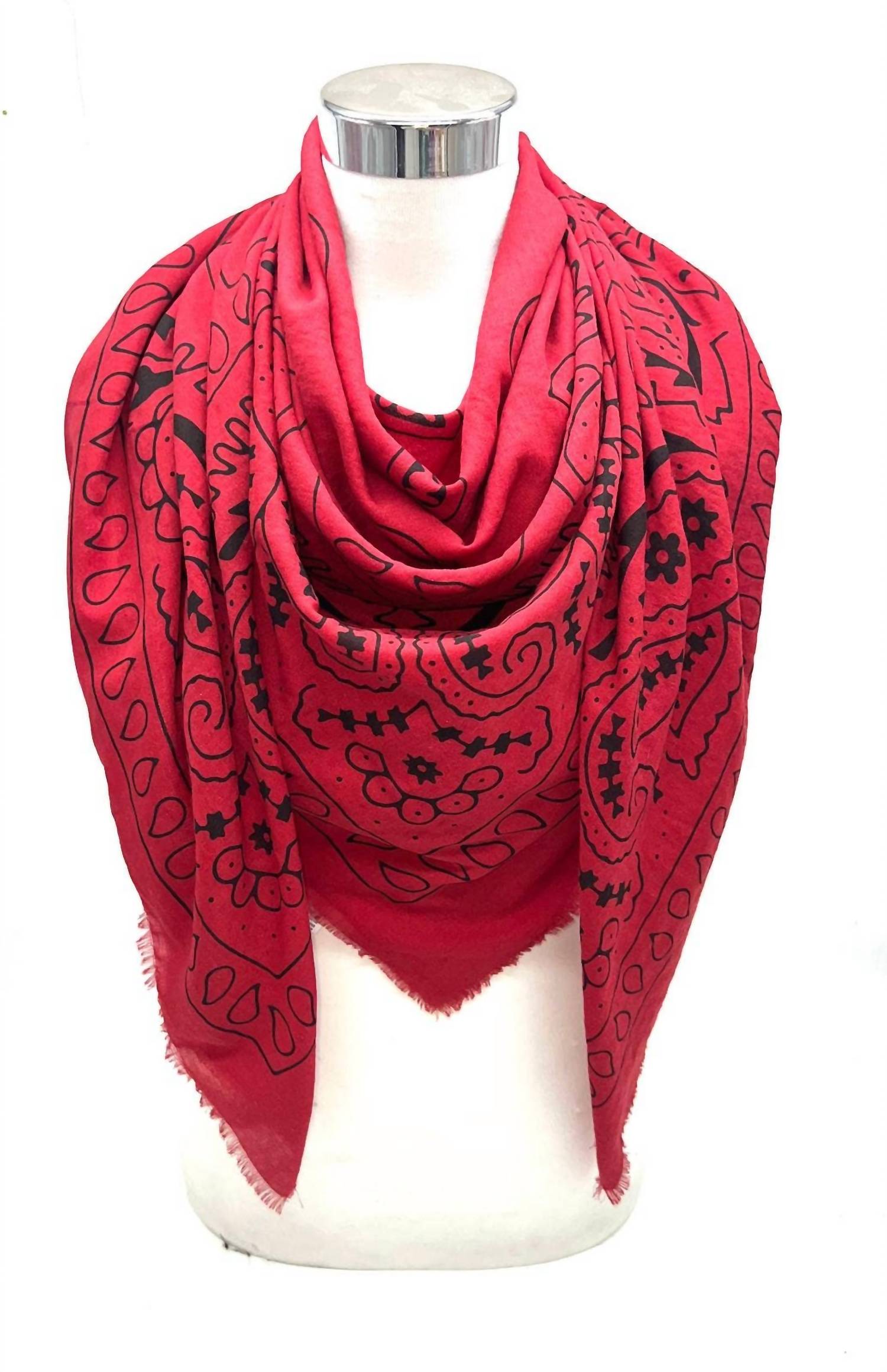 Lineta - Unisex Large Paisley Print Square Scarf