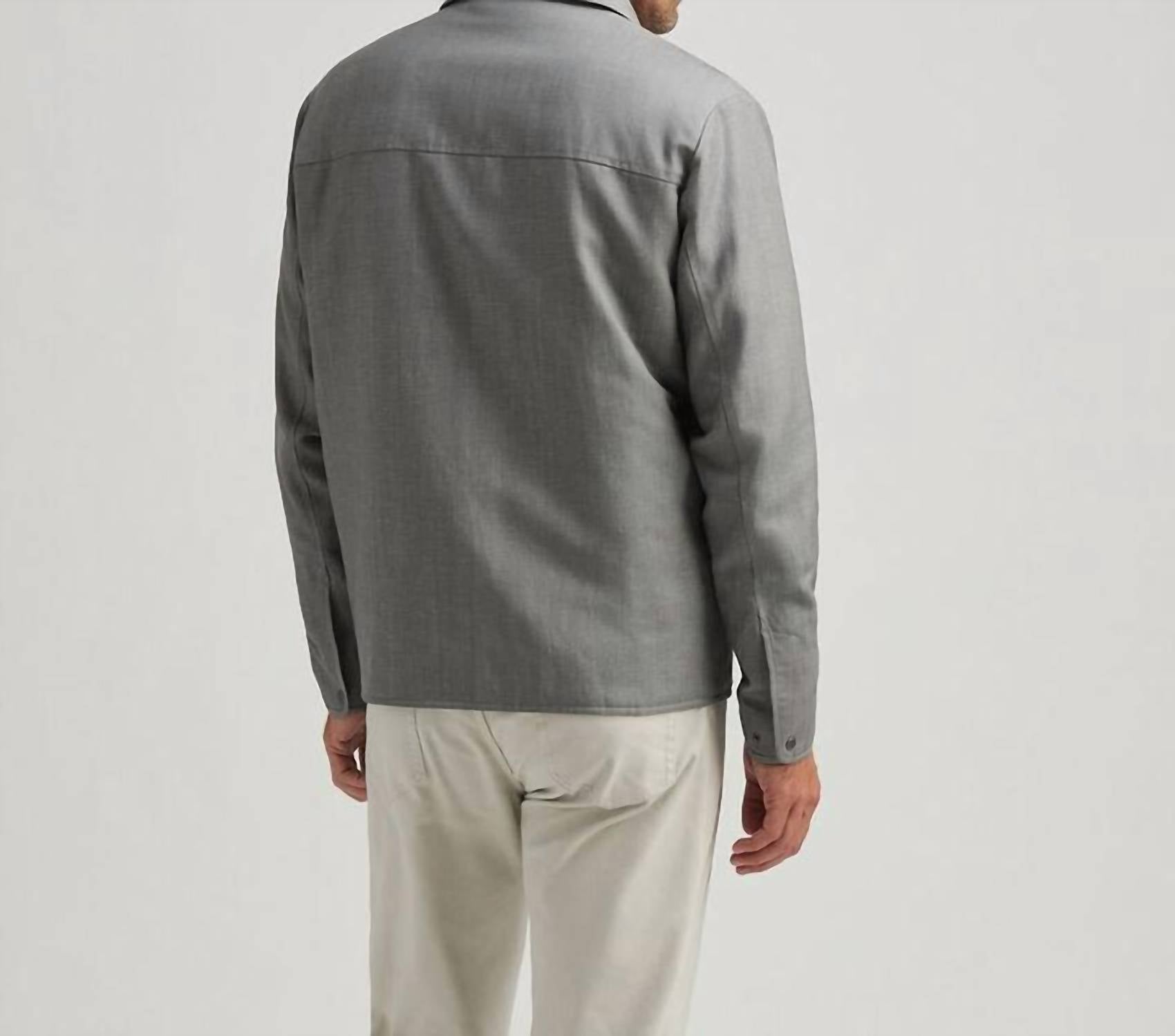 PETER MILLAR Portland Shirt Jacket in gale gray - men's jacket - detail view