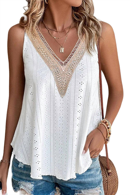 Sephior - Eyelet V Neck Tank Top