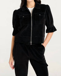 cinq a sept Velour Holly Jacket in black - women's jacket