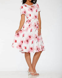 Orchid Bloom - Cotton Blend Swing Dress