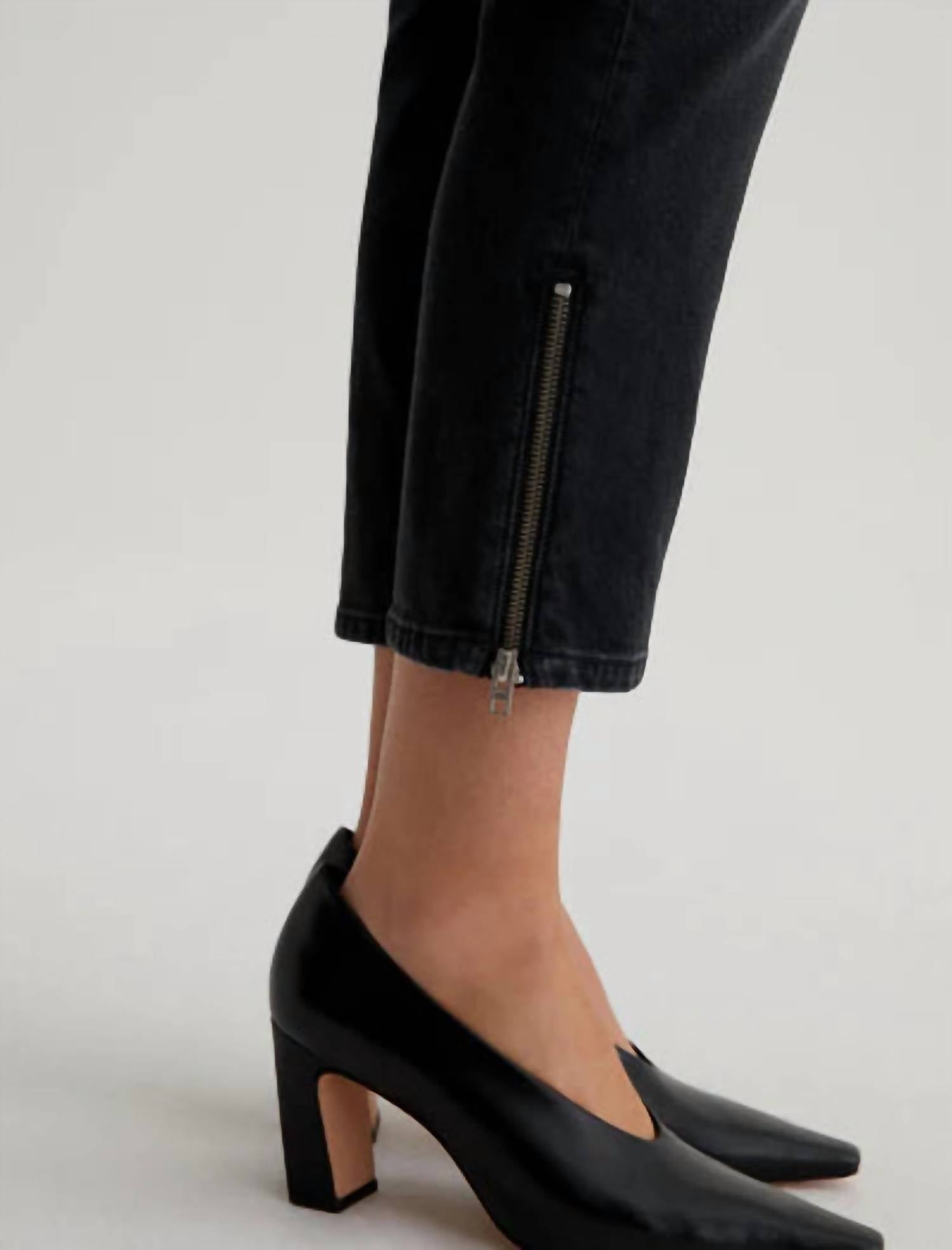 Ag Jeans - Mari Crop Moto Slim Straight Cut Jeans