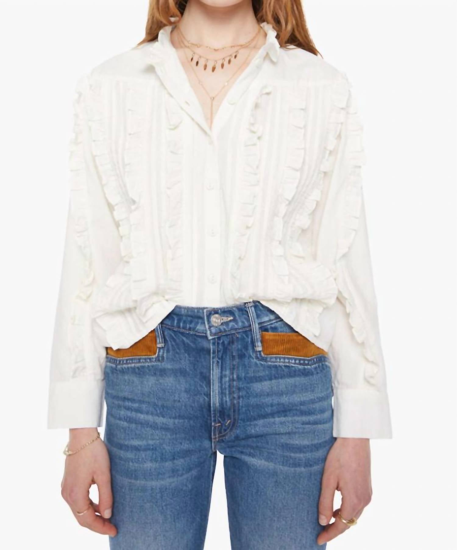 Mother Shakespeare In The Park Blouse in the park in off white - women's blouse - detail view