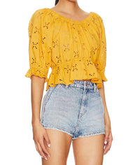 Free People Gardenia Top in golden girl - women's blouse - detail view