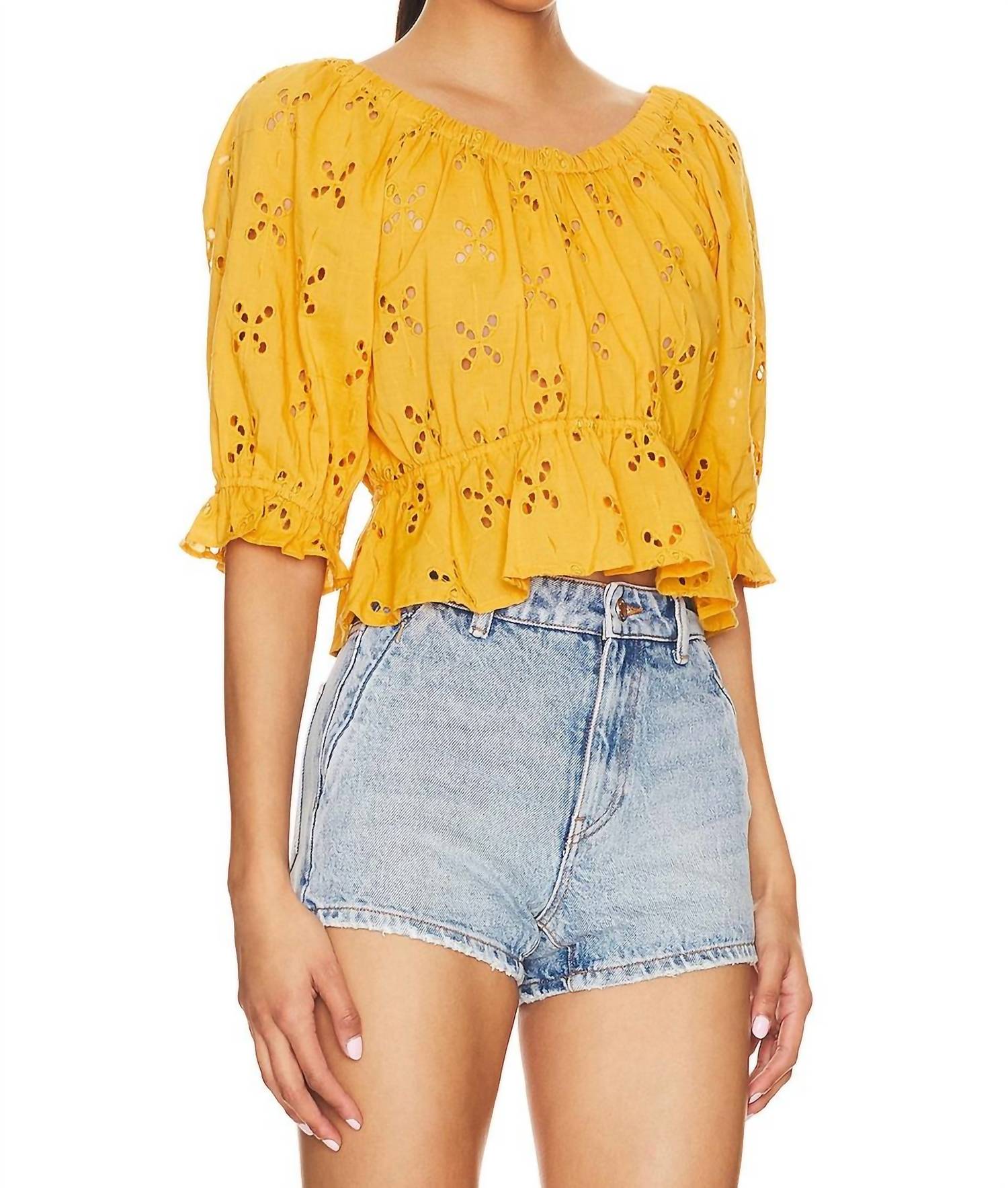 Free People Gardenia Top in golden girl - women's blouse - detail view