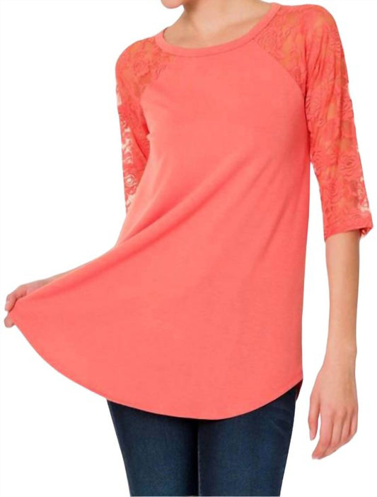 Zenana - Lace Sleeve Tunic Top