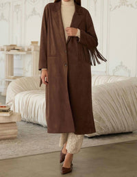 Skies Are Blue - Fringe Detail Maxi Coat