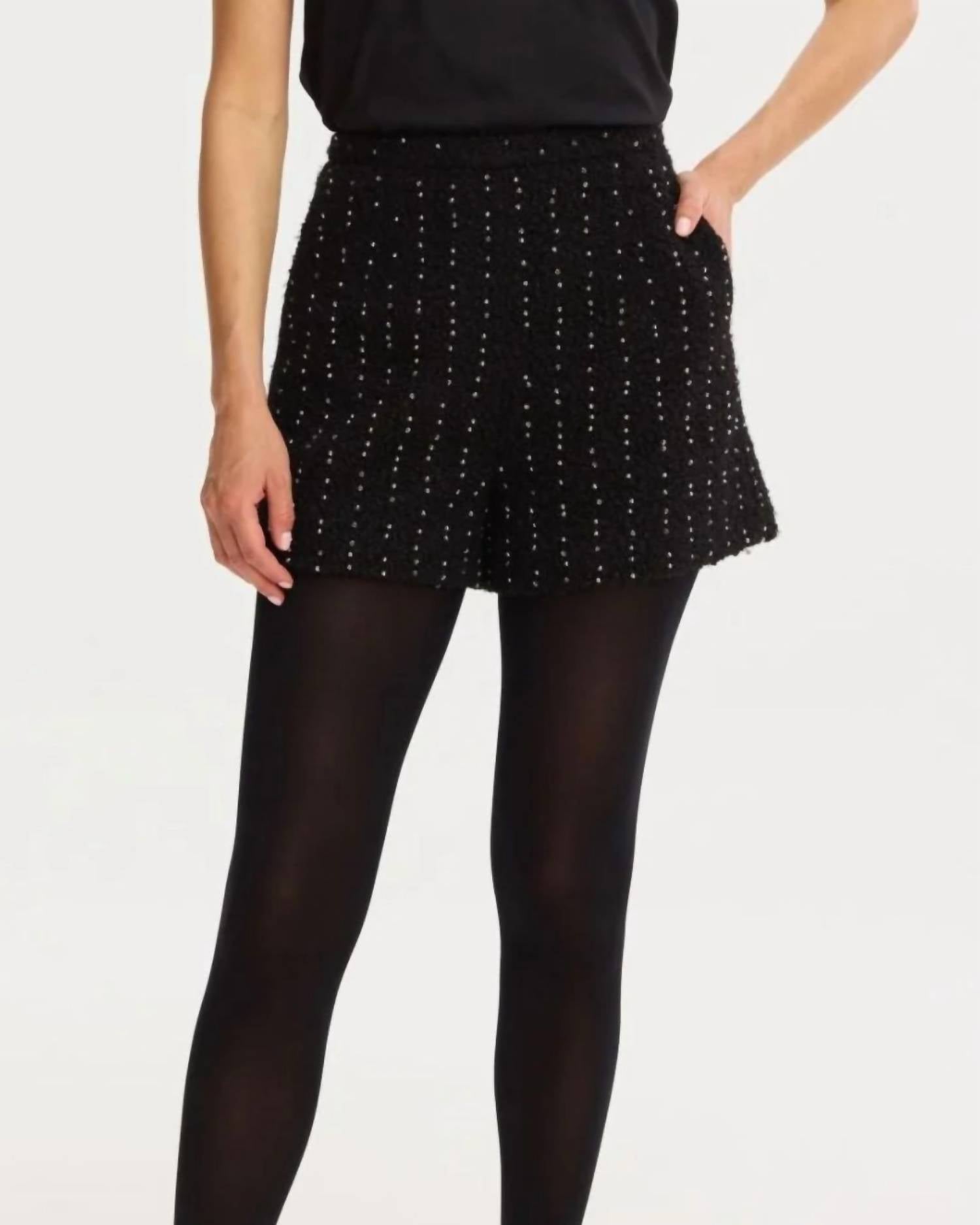 ALLISON NEW YORK Beaded Millie Shorts in black - women's shorts