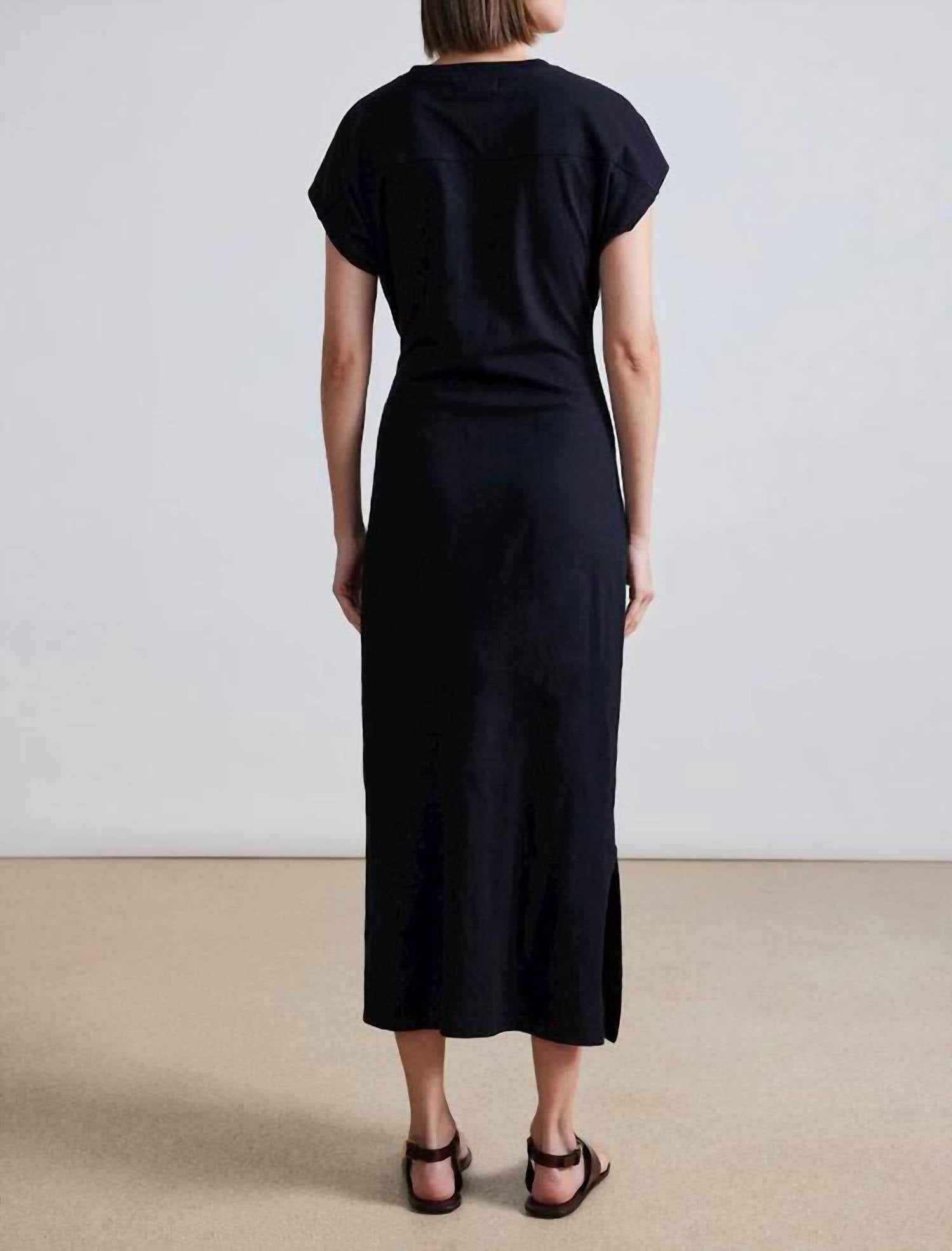 APIECE APART Vanina Cinched Midi Dress in black - women's dress - alternate view