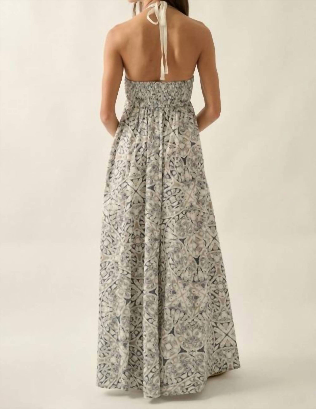 Promesa - Abstract Floral Smocked Halter Maxi Dress