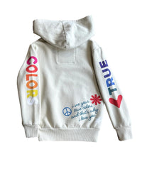 ROWDY SPROUT Girl's True Colors Hoodie in bone - kids' shirt - alternate view